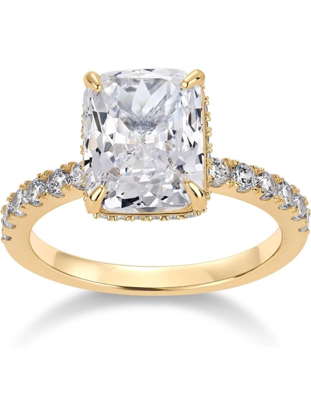 14K Gold Plated 3.5CT Radiant Cubic Zirconia Engagement & Promise Ring - Hidden
